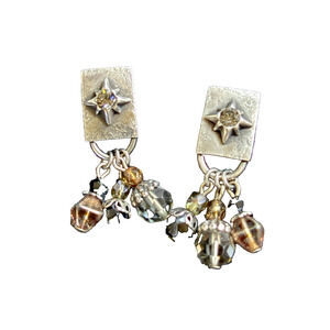 Marjorie Baer Stud Earrings Stamped MB SF©️ Dangle Sterling Star Earrings 1.5"